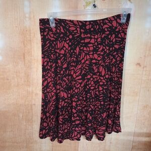 LOFT Red and Black Pleated A-Line Skirt